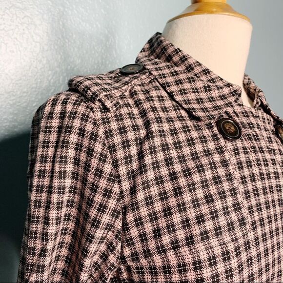 14th & Union Pink Adobe Plaid Trench Coat NWT - Picture 3 of 8